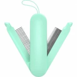 JOYNE Multi-Functional 2-in-1 Swivel Travel Grooming Comb and Deshedder Green by PET LIFE