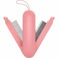 JOYNE Multi-Functional 2-in-1 Swivel Travel Grooming Comb and Deshedder Pink by PET LIFE