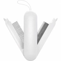 JOYNE Multi-Functional 2-in-1 Swivel Travel Grooming Comb and Deshedder White by PET LIFE