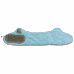 Bryer 2-in-1 Hand-Inserted Microfiber Pet Grooming Towel and Brush Blue/Aqua by PET LIFE