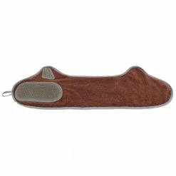 Bryer 2-in-1 Hand-Inserted Microfiber Pet Grooming Towel and Brush Brown/Pink by PET LIFE