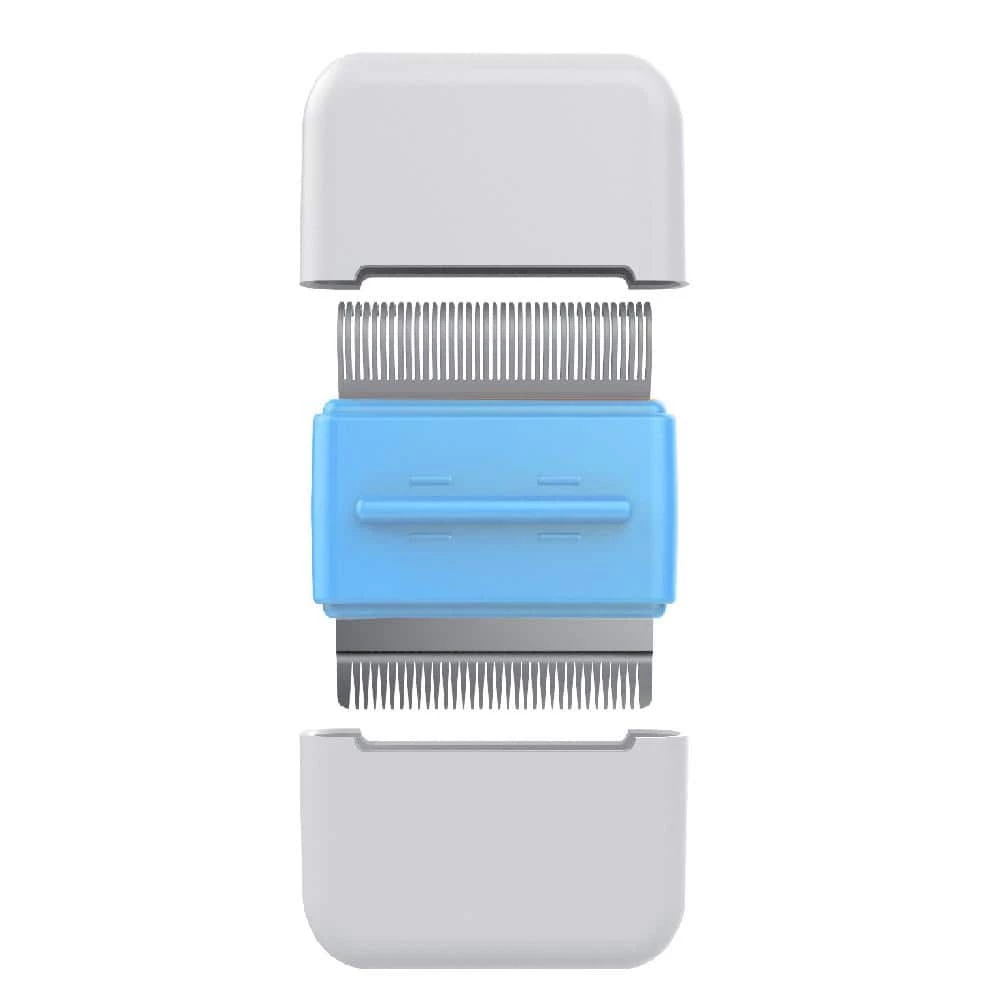 Zipocket 2-in-1 Underake and Stainless Steel Travel Grooming Pet Comb in Blue by PET LIFE 1 Zipocket 2-in-1 Underake and Stainless Steel Travel Grooming Pet Comb in Blue by PET LIFE