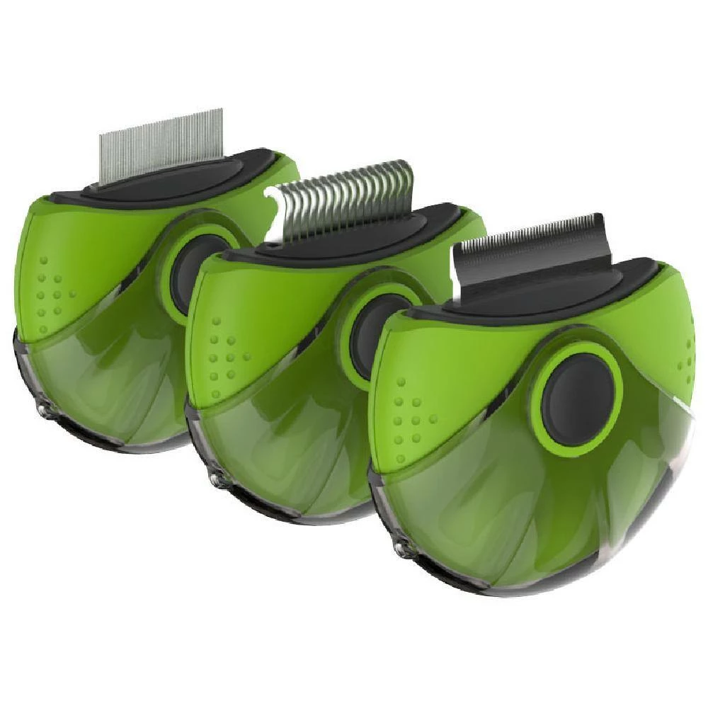 Axler Triple Rotating Rake Deshedder and Dematting Grooming Pet Comb Green by PET LIFE 2 Axler Triple Rotating Rake Deshedder and Dematting Grooming Pet Comb Green by PET LIFE - Image 2