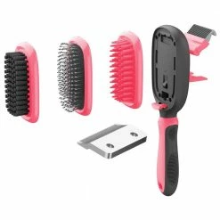 Conversion 5-in-1 Interchangeable Dematting and Deshedding Bristle Pin and Massage Grooming Pet Comb Pink by PET LIFE