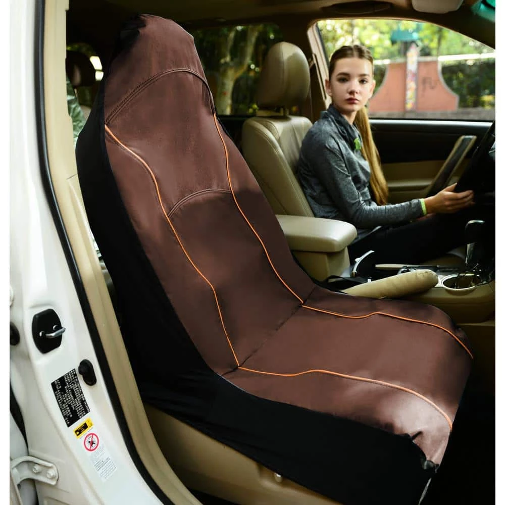 Brown Open Road Mess-Free Single Seated Safety Car Seat Cover by PET LIFE 3 Brown Open Road Mess-Free Single Seated Safety Car Seat Cover by PET LIFE - Image 3