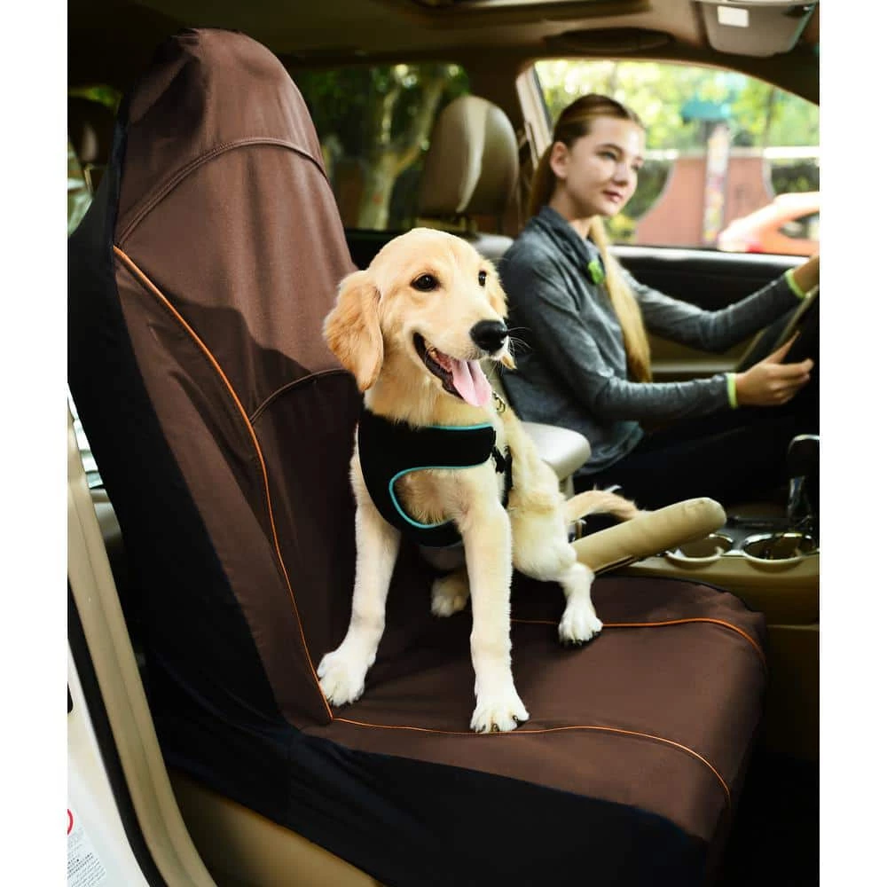 Brown Open Road Mess-Free Single Seated Safety Car Seat Cover by PET LIFE 2 Brown Open Road Mess-Free Single Seated Safety Car Seat Cover by PET LIFE - Image 2