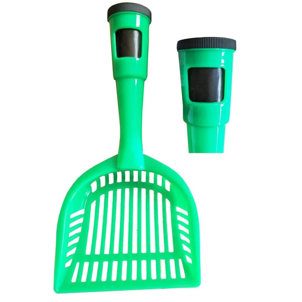 Green Poopin-Scoopin Dog and Cat Pooper Scooper Litter Shovel with Built-In Waste Bag Handle Holster by PET LIFE 1 Green Poopin-Scoopin Dog and Cat Pooper Scooper Litter Shovel with Built-In Waste Bag Handle Holster by PET LIFE