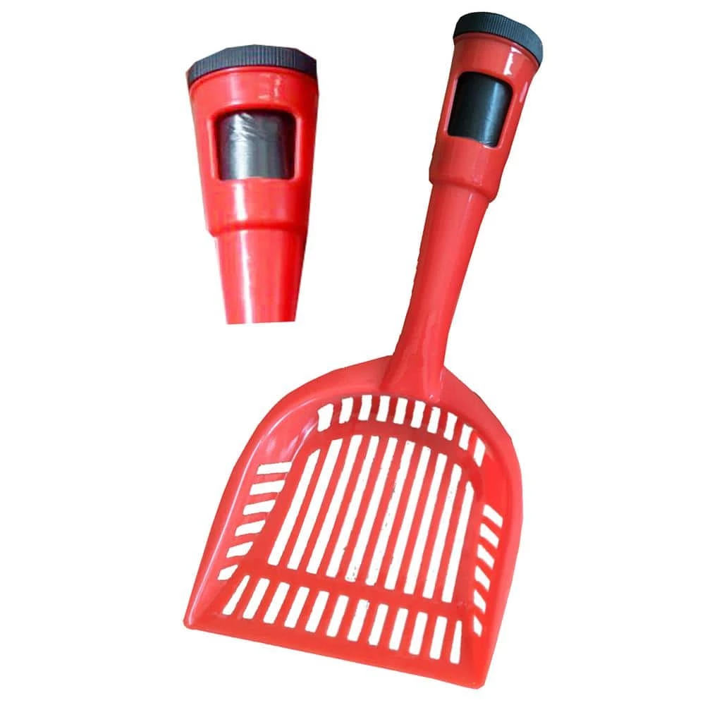Red Poopin-Scoopin Dog and Cat Pooper Scooper Litter Shovel with Built-In Waste Bag Handle Holster by PET LIFE 1 Red Poopin-Scoopin Dog and Cat Pooper Scooper Litter Shovel with Built-In Waste Bag Handle Holster by PET LIFE