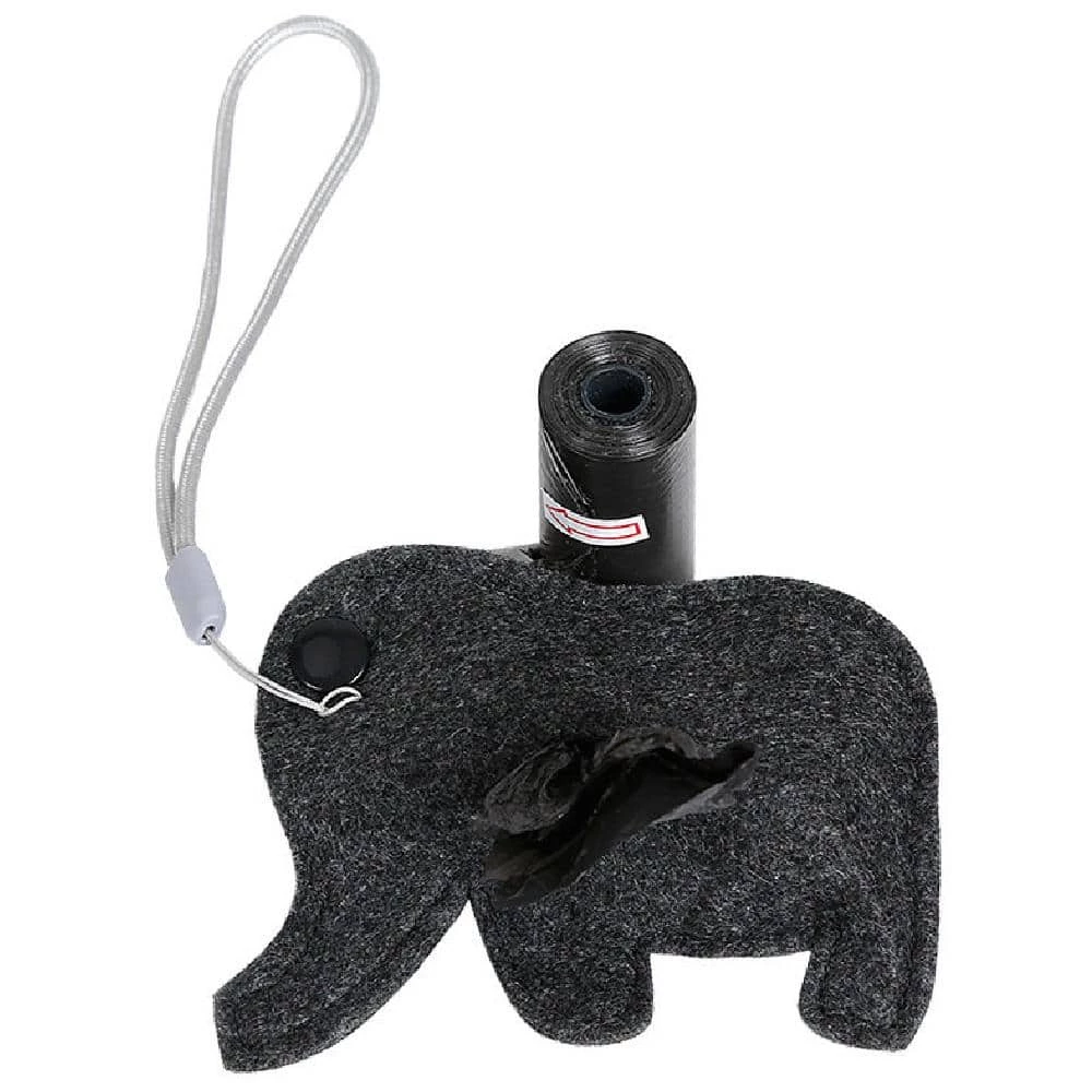 Fleece Dog Shaped Travel Waste Bag Dispenser with 2 Rolls Dark Grey by PET LIFE 1 Fleece Dog Shaped Travel Waste Bag Dispenser with 2 Rolls Dark Grey by PET LIFE