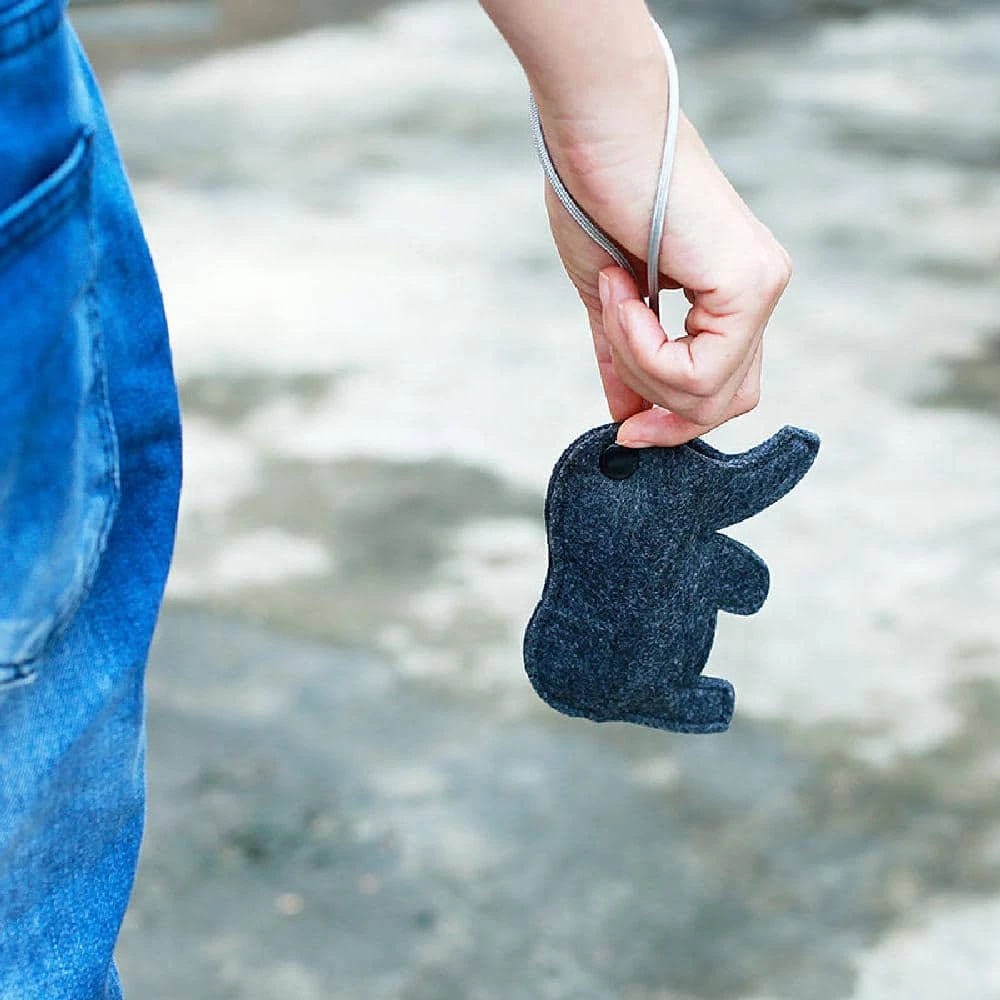 Fleece Dog Shaped Travel Waste Bag Dispenser with 2 Rolls Dark Grey by PET LIFE 2 Fleece Dog Shaped Travel Waste Bag Dispenser with 2 Rolls Dark Grey by PET LIFE - Image 2