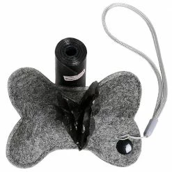 Fleece Dog Shaped Travel Waste Bag Dispenser with 2 Rolls Light Grey by PET LIFE