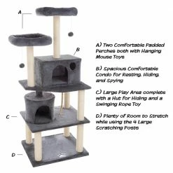 Dark Gray 5-Tier Cat Tower with 8 Scratching Posts, 2 Cat Condos, Hanging Toys, and 2 Perches for Kittens or Cats by Pet Trex 10 Dark Gray 5-Tier Cat Tower with 8 Scratching Posts, 2 Cat Condos, Hanging Toys, and 2 Perches for Kittens or Cats by Pet Trex -Cheap Bird & Wildlife Supplies Store pet trex cat trees scratch posts 151112ced 1f 1000