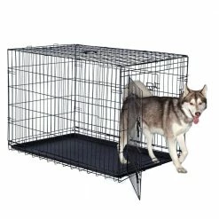 Double Door Folding Dog Crate 42 in. by Pet Trex -Cheap Bird & Wildlife Supplies Store pet trex dog cages 122115zrn 1f 1000