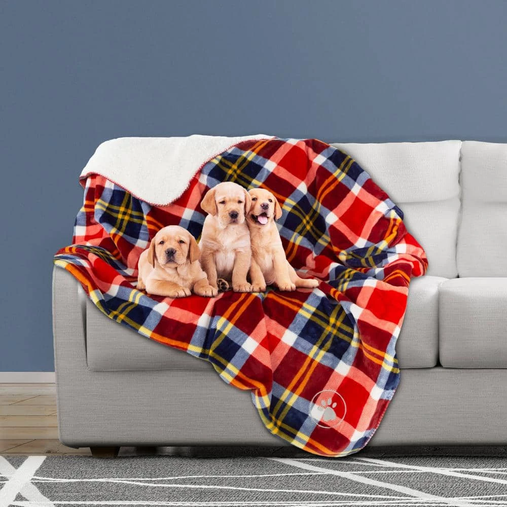 50 in. x 60 in. Red Plaid Machine Washable Waterproof Pet Blanket by Pet Trex 6 50 in. x 60 in. Red Plaid Machine Washable Waterproof Pet Blanket by Pet Trex - Image 6