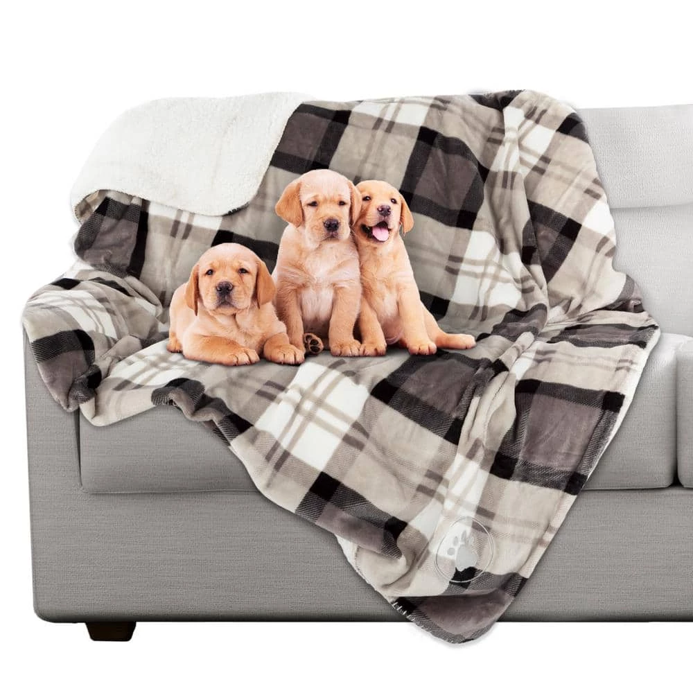 50 in. x 60 in. Gray Plaid Machine Washable Waterproof Pet Blanket by Pet Trex 5 50 in. x 60 in. Gray Plaid Machine Washable Waterproof Pet Blanket by Pet Trex - Image 5