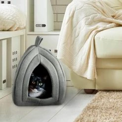 Small Grey Igloo Cat Bed by Petmaker -Cheap Bird & Wildlife Supplies Store petmaker cat beds hw3210009 31 1000