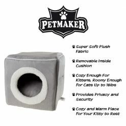Small Grey Cozy Cave Pet Cube by Petmaker -Cheap Bird & Wildlife Supplies Store petmaker cat beds hw3210097 1f 1000