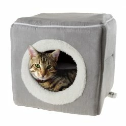 Small Grey Cozy Cave Pet Cube by Petmaker -Cheap Bird & Wildlife Supplies Store petmaker cat beds hw3210097 44 1000