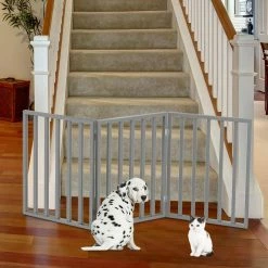 54 in. x 24 in. Wooden Freestanding Gray Pet Gate by Petmaker -Cheap Bird & Wildlife Supplies Store petmaker dog pens gates hw3210103 44 1000
