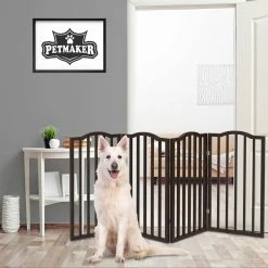 72 in. x 32 in. Wooden Freestanding Brown Pet Gate by Petmaker -Cheap Bird & Wildlife Supplies Store petmaker dog pens gates hw3210108 76 1000
