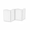 4-Panel Wooden Freestanding Folding Pet Gate with Scalloped Top in White by Petmaker