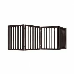 4-Panel Wooden Freestanding Folding Pet Gate in Brown by Petmaker