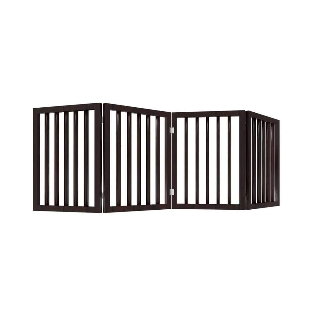 4-Panel Wooden Freestanding Folding Pet Gate in Brown by Petmaker 1 4-Panel Wooden Freestanding Folding Pet Gate in Brown by Petmaker