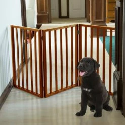 24 in. x 54 in. Wooden Freestanding Mahogany Pet Gate by Petmaker