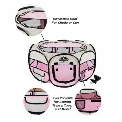 33 in. x 33 in. Portable Pop Up Pet Play Pen with Carrying Bag in Pink by Petmaker 9 33 in. x 33 in. Portable Pop Up Pet Play Pen with Carrying Bag in Pink by Petmaker -Cheap Bird & Wildlife Supplies Store petmaker dog pens gates m320117 1f 1000