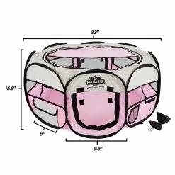 33 in. x 33 in. Portable Pop Up Pet Play Pen with Carrying Bag in Pink by Petmaker 8 33 in. x 33 in. Portable Pop Up Pet Play Pen with Carrying Bag in Pink by Petmaker -Cheap Bird & Wildlife Supplies Store petmaker dog pens gates m320117 4f 1000