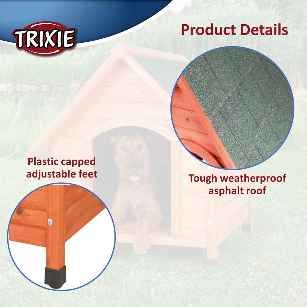 Natura Cottage Dog House, Peaked Roof, Adjustable Legs, Brown, Small by TRIXIE 5 Natura Cottage Dog House, Peaked Roof, Adjustable Legs, Brown, Small by TRIXIE - Image 5