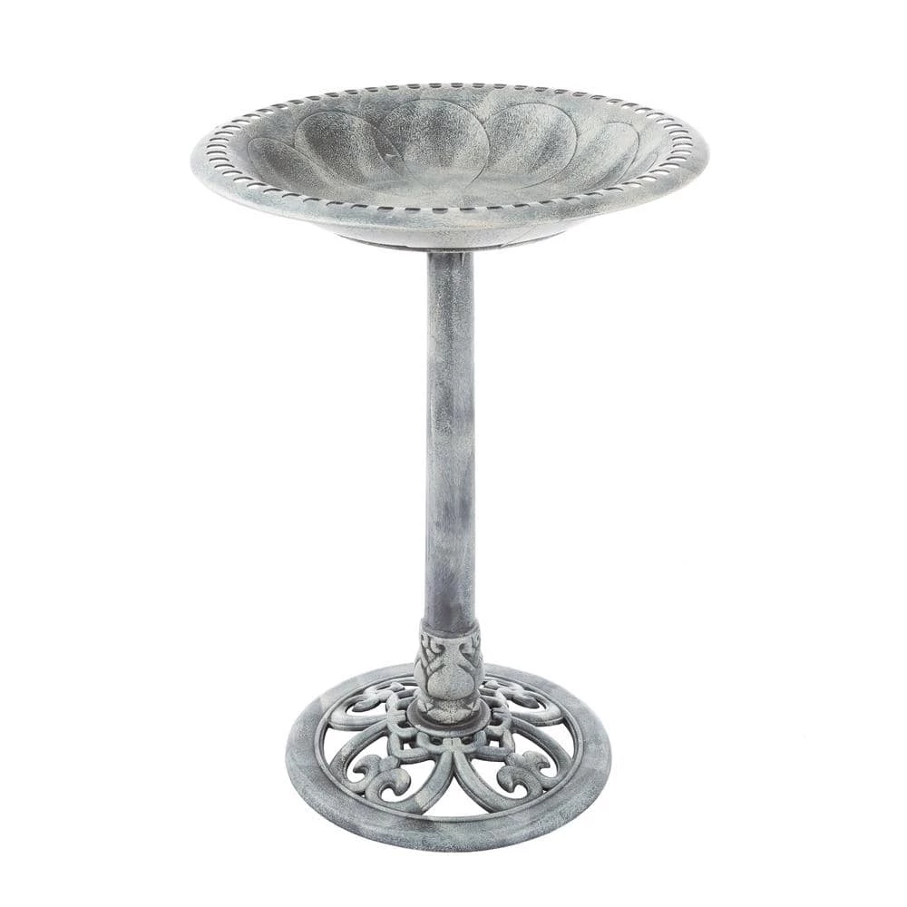 Weather Resistant Antique Bird Bath in Gray by Pure Garden 1 Weather Resistant Antique Bird Bath in Gray by Pure Garden