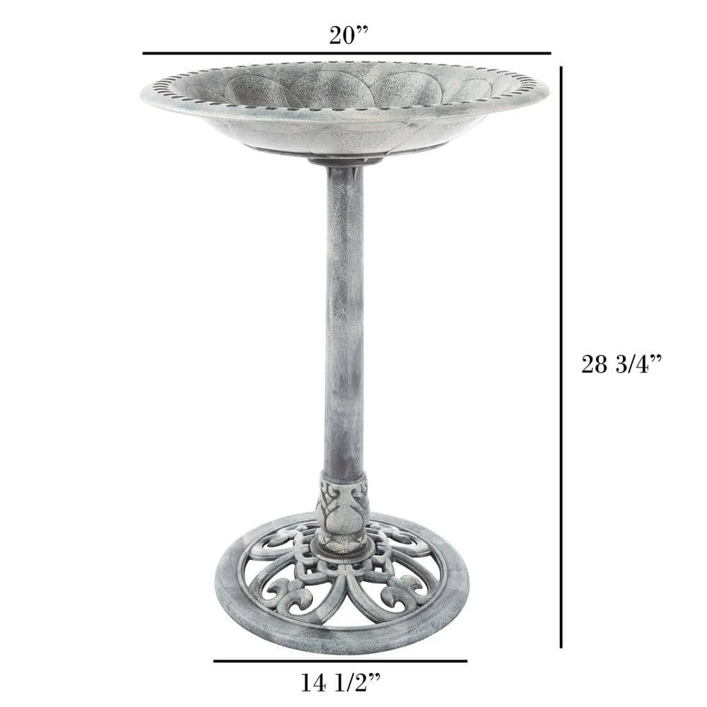 Weather Resistant Antique Bird Bath in Gray by Pure Garden 2 Weather Resistant Antique Bird Bath in Gray by Pure Garden - Image 2