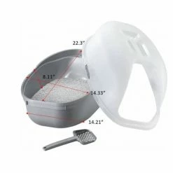 Plastic Hooded Cat Litter Box with Scoop in Light Gray and Metallic Gray by Rimax -Cheap Bird & Wildlife Supplies Store rimax litter boxes houses 12051 4f 1000