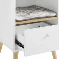 Becky 28 in. White Single Rest Cat Tree With Drawer by Sam's Pets -Cheap Bird & Wildlife Supplies Store sam s pets cat trees scratch posts sp ct1274wh 44 1000