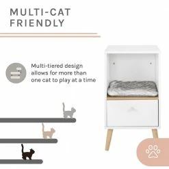 Becky 28 in. White Single Rest Cat Tree With Drawer by Sam's Pets -Cheap Bird & Wildlife Supplies Store sam s pets cat trees scratch posts sp ct1274wh 76 1000