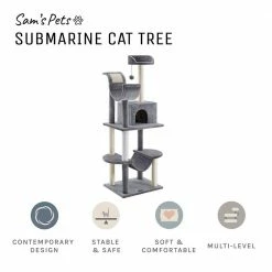 Submarine 60 in. Gray Hard Box Cat Tree by Sam's Pets 21 Submarine 60 in. Gray Hard Box Cat Tree by Sam's Pets -Cheap Bird & Wildlife Supplies Store sam s pets cat trees scratch posts sp ct1284gy 76 1000