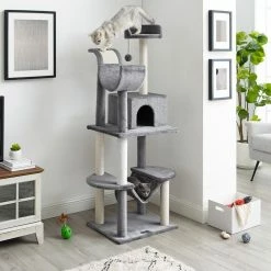 Submarine 60 in. Gray Hard Box Cat Tree by Sam's Pets 20 Submarine 60 in. Gray Hard Box Cat Tree by Sam's Pets -Cheap Bird & Wildlife Supplies Store sam s pets cat trees scratch posts sp ct1284gy fa 1000