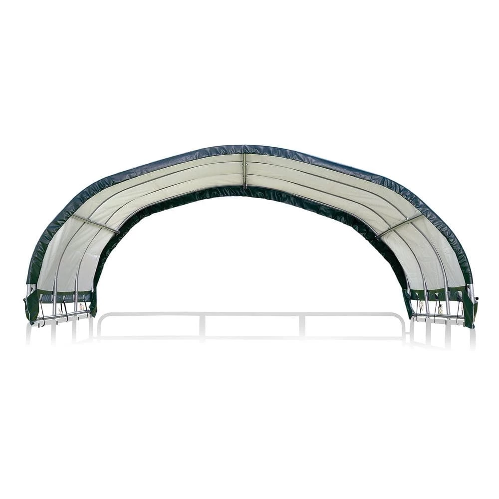 144 sq. ft. Corral Shelter w/ 1-3/8 in. Steel Frame, 7.5 oz. Green PE Cover, Patented Stabilizers, and Protective Boots by ShelterLogic 2 144 sq. ft. Corral Shelter w/ 1-3/8 in. Steel Frame, 7.5 oz. Green PE Cover, Patented Stabilizers, and Protective Boots by ShelterLogic - Image 2