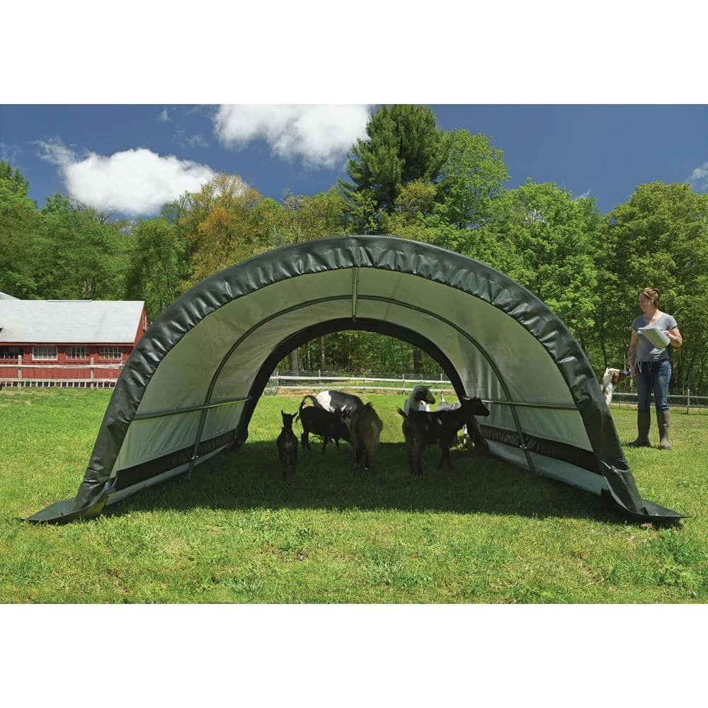 8 ft. W x 10 ft. D x 5 ft. H Small Round Livestock Portable Shelter with Waterproof UV Protecting Fabric by ShelterLogic 2 8 ft. W x 10 ft. D x 5 ft. H Small Round Livestock Portable Shelter with Waterproof UV Protecting Fabric by ShelterLogic - Image 2