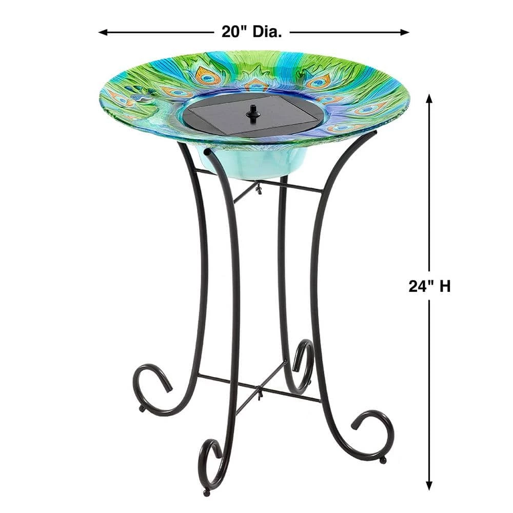Argus Peacock Glass Solar Birdbath by Smart Solar 3 Argus Peacock Glass Solar Birdbath by Smart Solar - Image 3