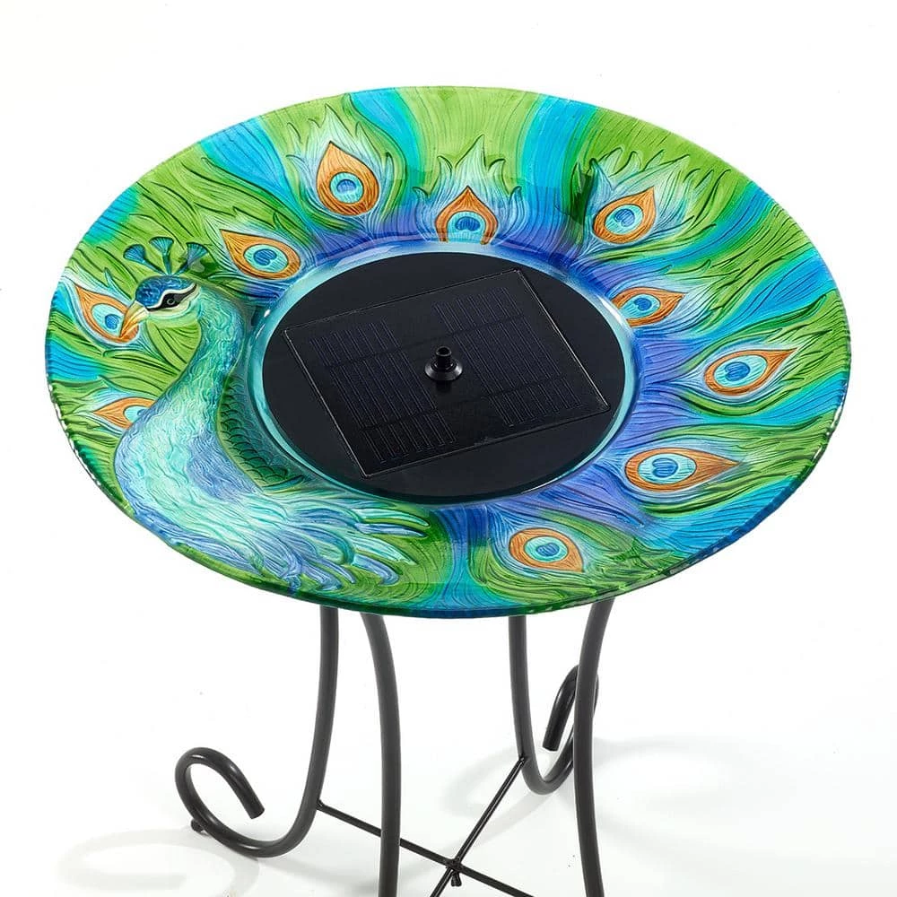 Argus Peacock Glass Solar Birdbath by Smart Solar 2 Argus Peacock Glass Solar Birdbath by Smart Solar - Image 2