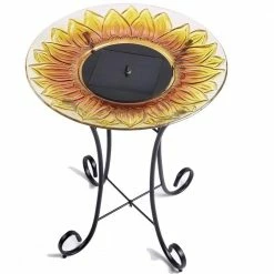 Sunflower Glass Solar Birdbath by Smart Solar