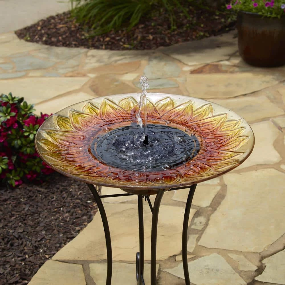 Sunflower Glass Solar Birdbath by Smart Solar 4 Sunflower Glass Solar Birdbath by Smart Solar - Image 4