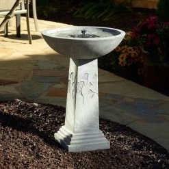 Ginkgo Weathered Stone Solar Fountain Birdbath by Smart Solar -Cheap Bird & Wildlife Supplies Store smart solar bird bath fountains 42601m01 40 1000