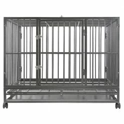 Heavy-Duty Metal Dog Cage in Silver - X-Large 48 in. by SMITHBUILT