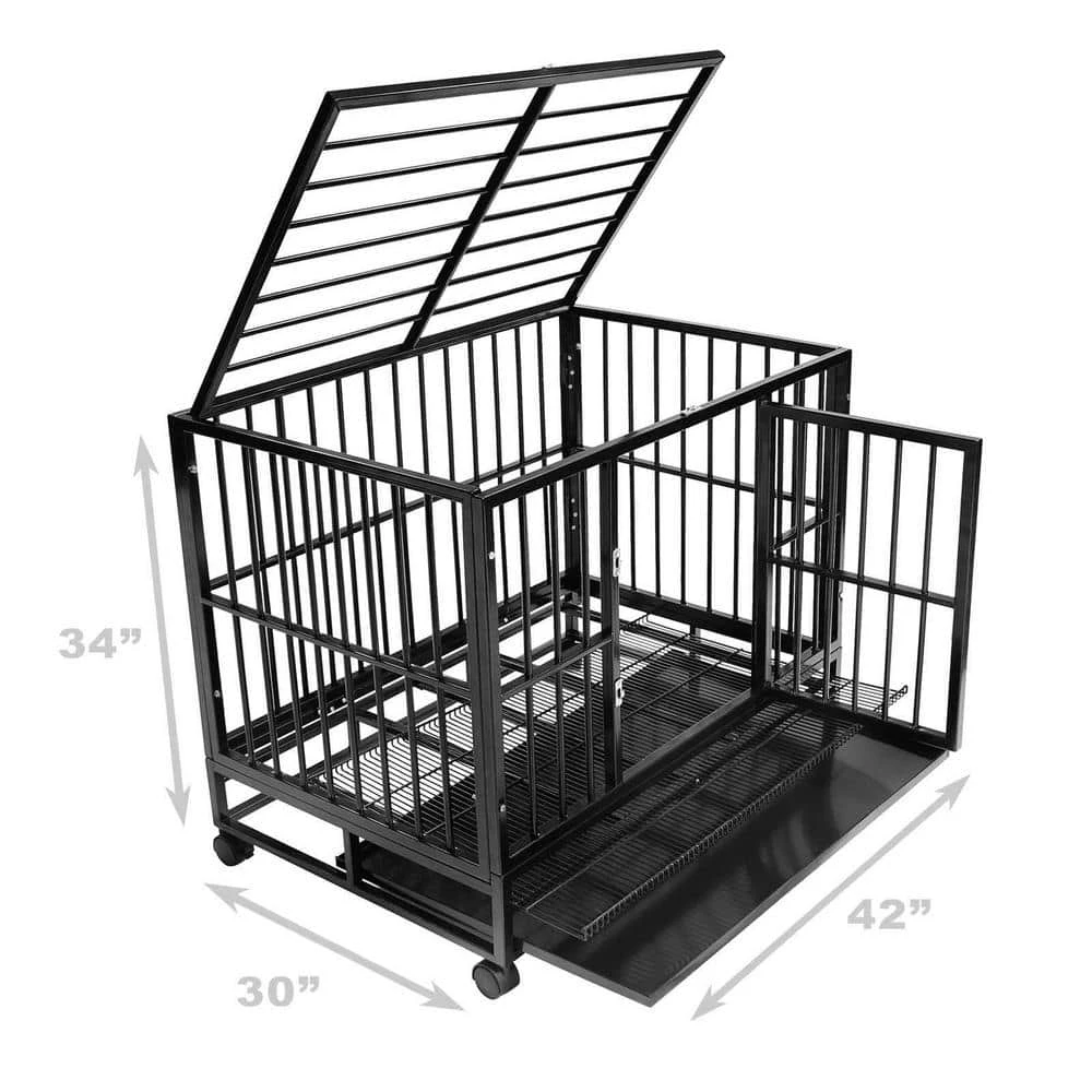 Heavy-Duty Metal Dog Cage in Black - Large 42 in. by SMITHBUILT 3 Heavy-Duty Metal Dog Cage in Black - Large 42 in. by SMITHBUILT - Image 3