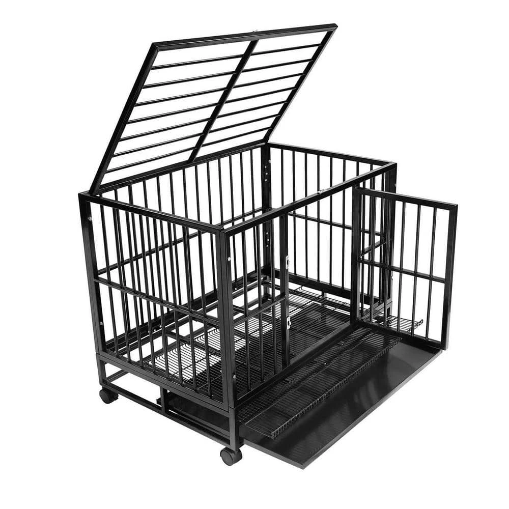 Heavy-Duty Metal Dog Cage in Black - X-Large 48 in. by SMITHBUILT 2 Heavy-Duty Metal Dog Cage in Black - X-Large 48 in. by SMITHBUILT - Image 2