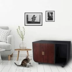 Dyad Wooden Cat Litter Box Large in Mocha Walnut by Staart -Cheap Bird & Wildlife Supplies Store staart litter boxes houses st k100011 31 1000