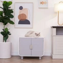 Dyad Alpine White Wooden Cat Litter Box by Staart -Cheap Bird & Wildlife Supplies Store staart litter boxes houses st k100020 c3 1000